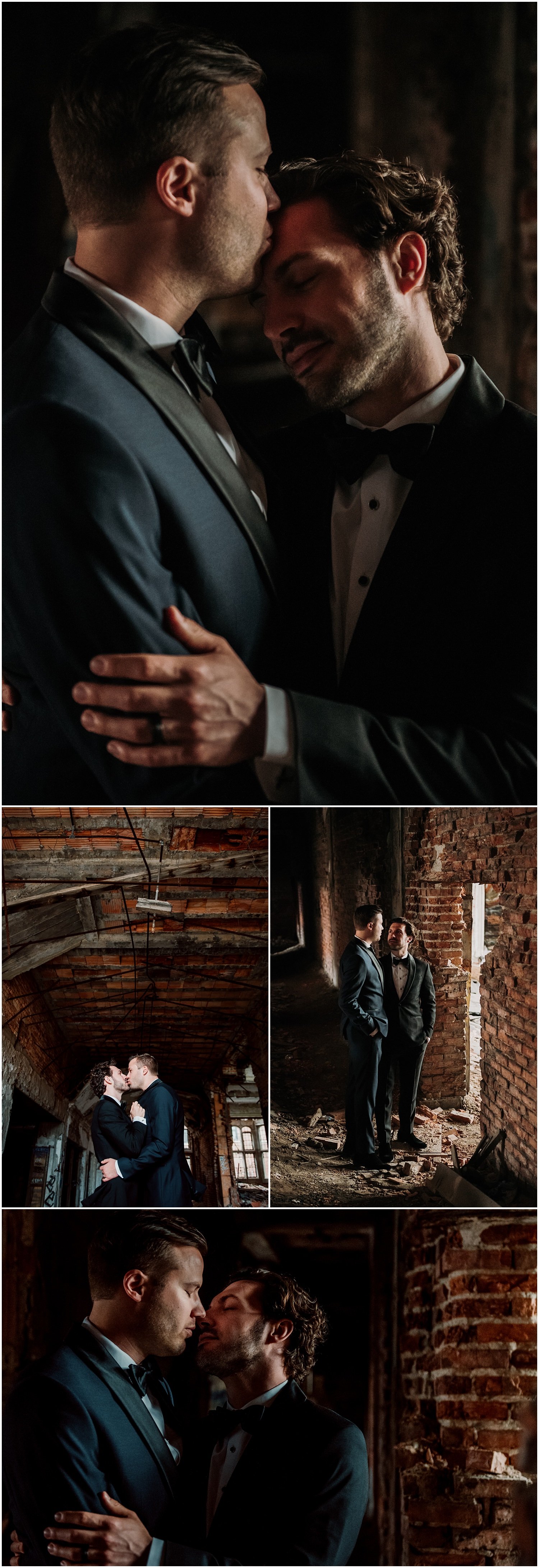 urban decay, abandoned, building, gary, indiana, chicago, illinois, couples session, gay, same sex, lgbtq, iron and honey, melissa ferrara, photographer, photography, wedding, elopement, grungy, moody, dark, emotional, passionate, dangerous, texture, engagement, 