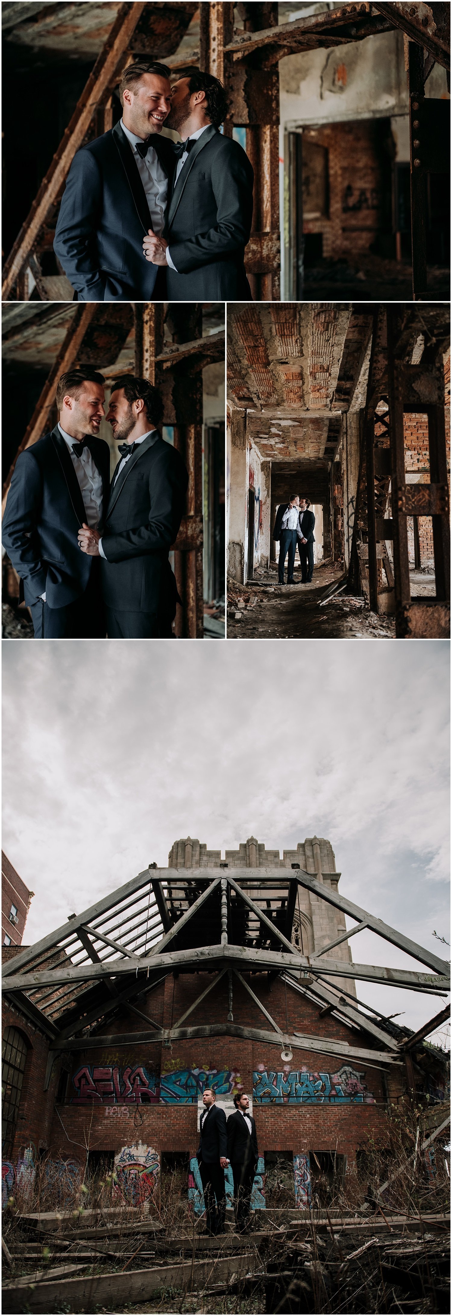 urban decay, abandoned, building, gary, indiana, chicago, illinois, couples session, gay, same sex, lgbtq, iron and honey, melissa ferrara, photographer, photography, wedding, elopement, grungy, moody, dark, emotional, passionate, dangerous, texture, engagement, 