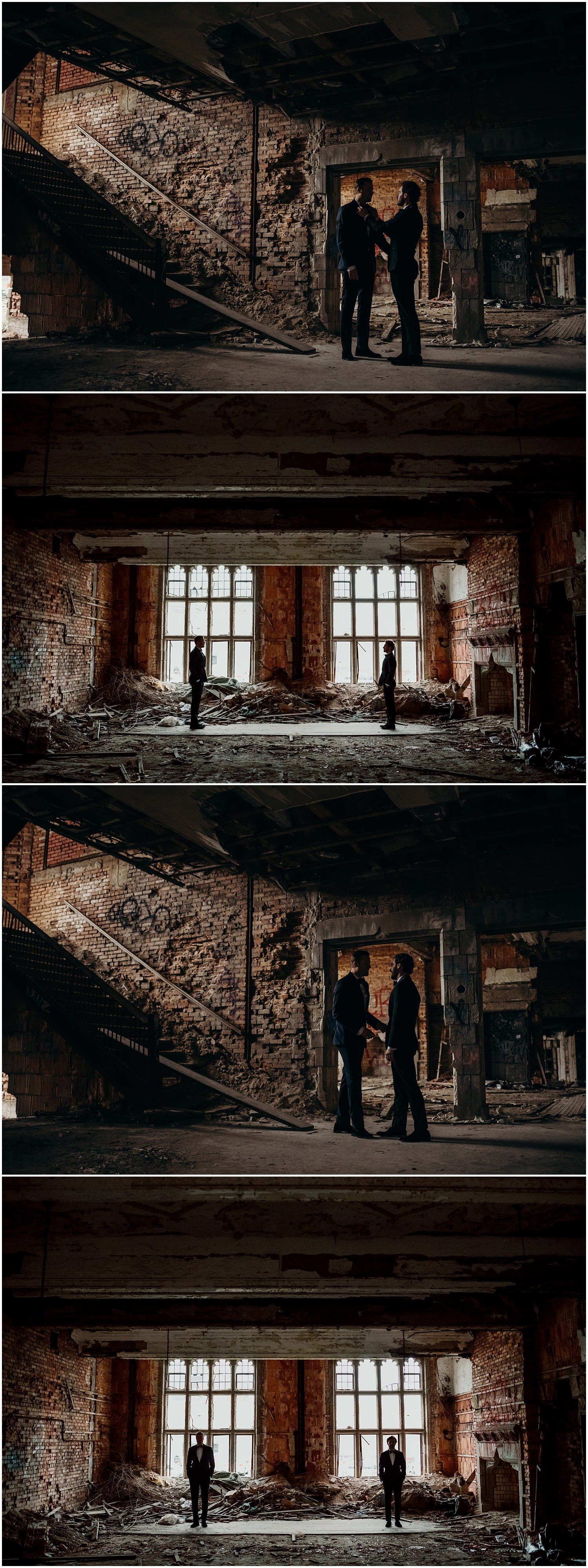 urban decay, abandoned, building, gary, indiana, chicago, illinois, couples session, gay, same sex, lgbtq, iron and honey, melissa ferrara, photographer, photography, wedding, elopement, grungy, moody, dark, emotional, passionate, dangerous, texture, engagement, 