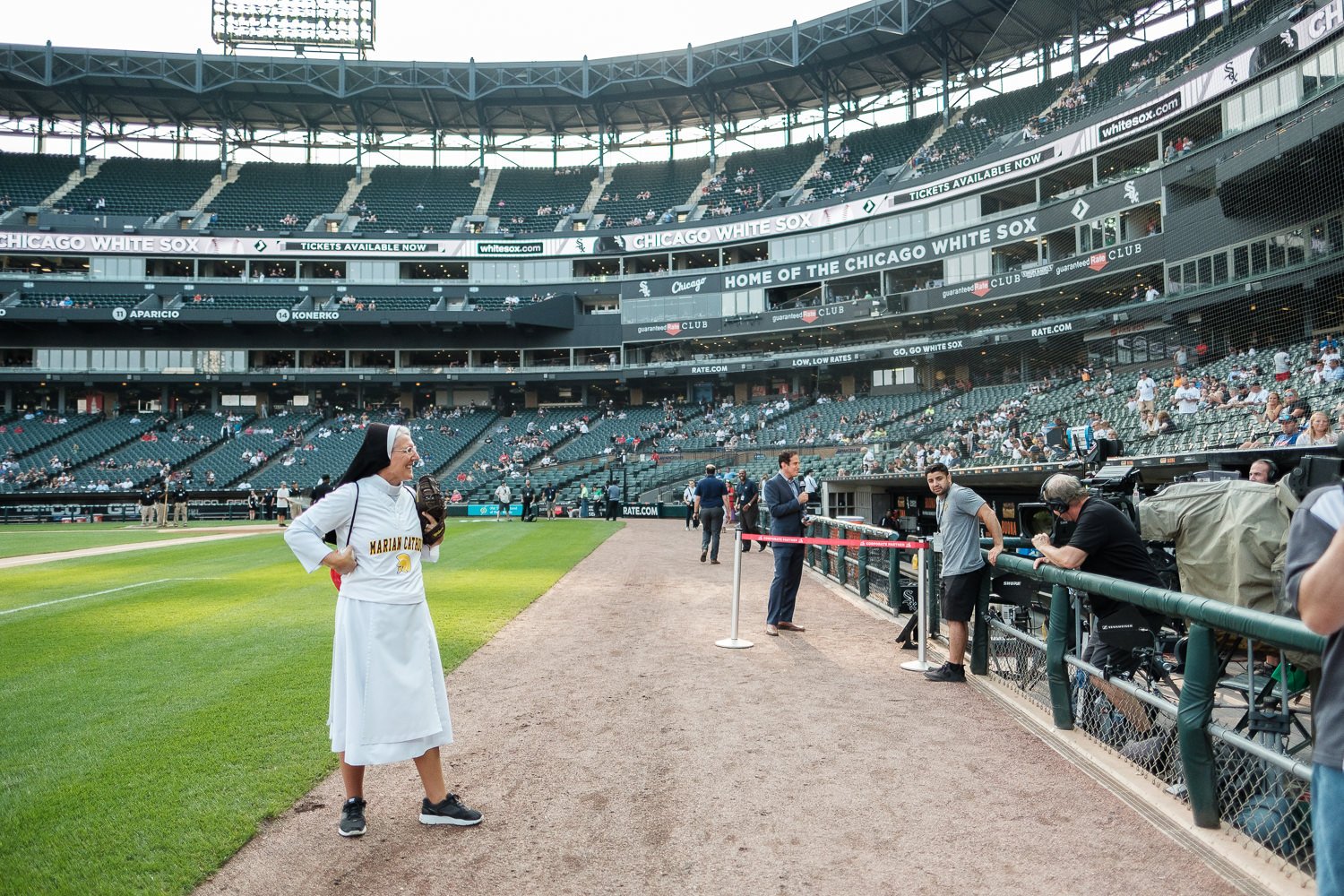 Sister Mary Jo Sobieck, Marian Catholic High School, threw, first pitch, White Sox, Kansas City Royals, Guaranteed Rate Field, comiskey park, nun, sister mary jo, chicago, photographer, photography, sports, perfect pitch, melissa ferrara, iron and honey, 