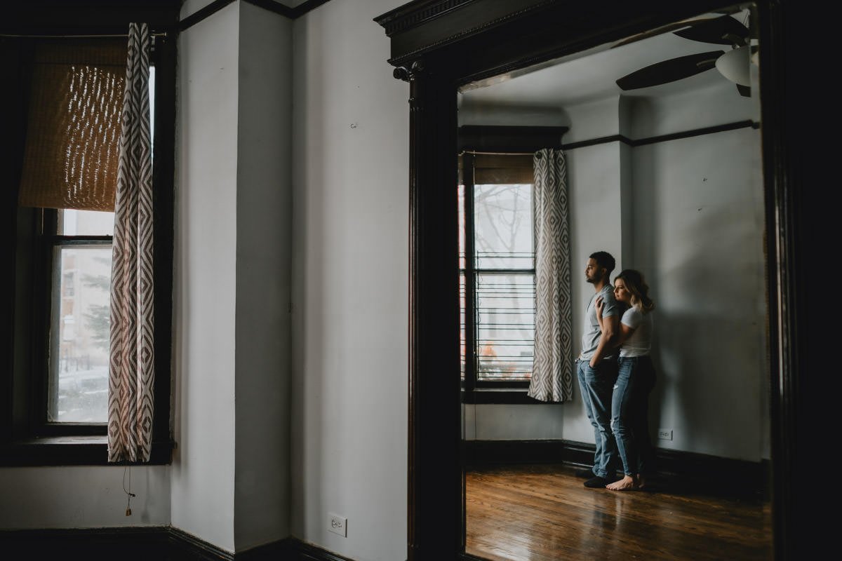 in-home, New home, intimate, inside, indoor, couple, engagement, session, photography, photographer, chicago, illinois, lifestyle