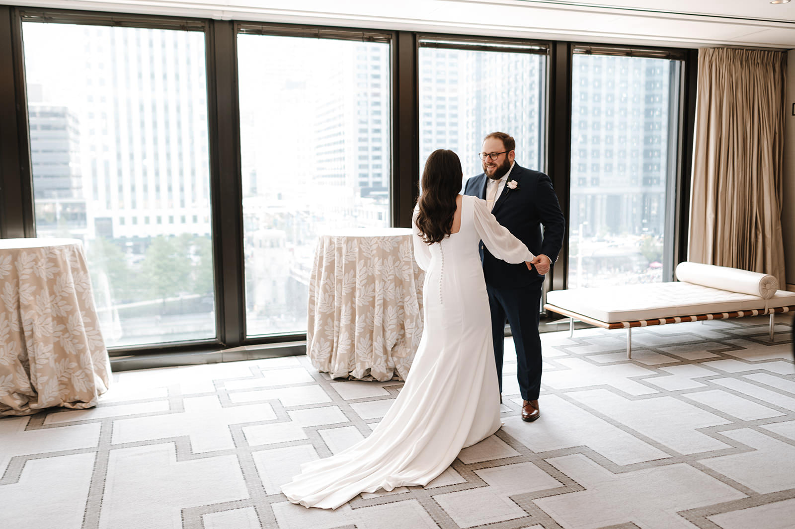 The Langham Chicago - Chicago Wedding Photography Documentary wedding photo at The Langham Chicago in downtown Chicago