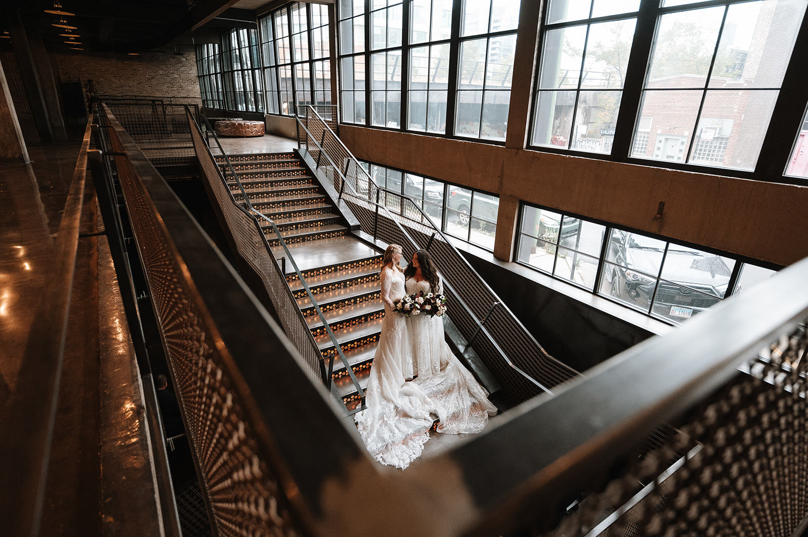 Editorial wedding portraits inside Morgan Manufacturing in the West Loop