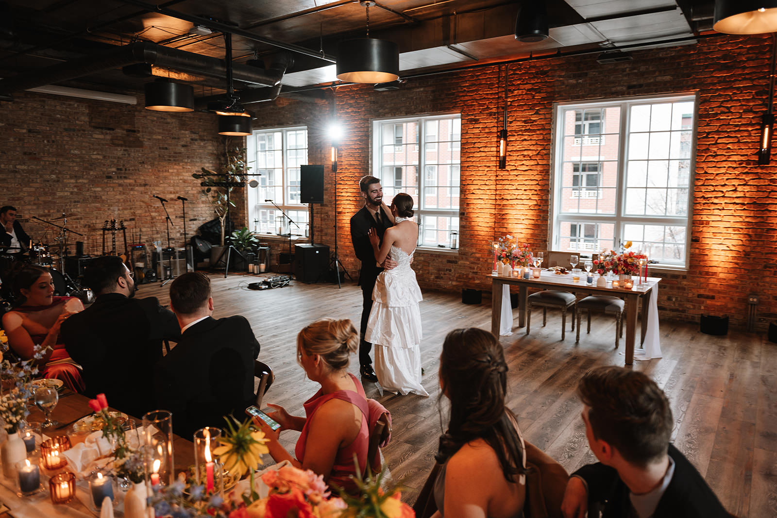 Documentary wedding moment at Loft Lucia in Chicago
