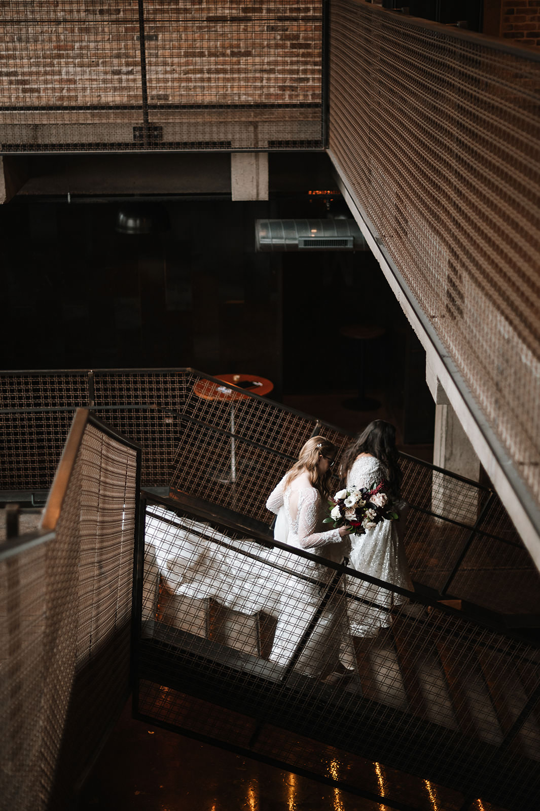 Wedding couple photographed inside Morgan Manufacturing Chicago