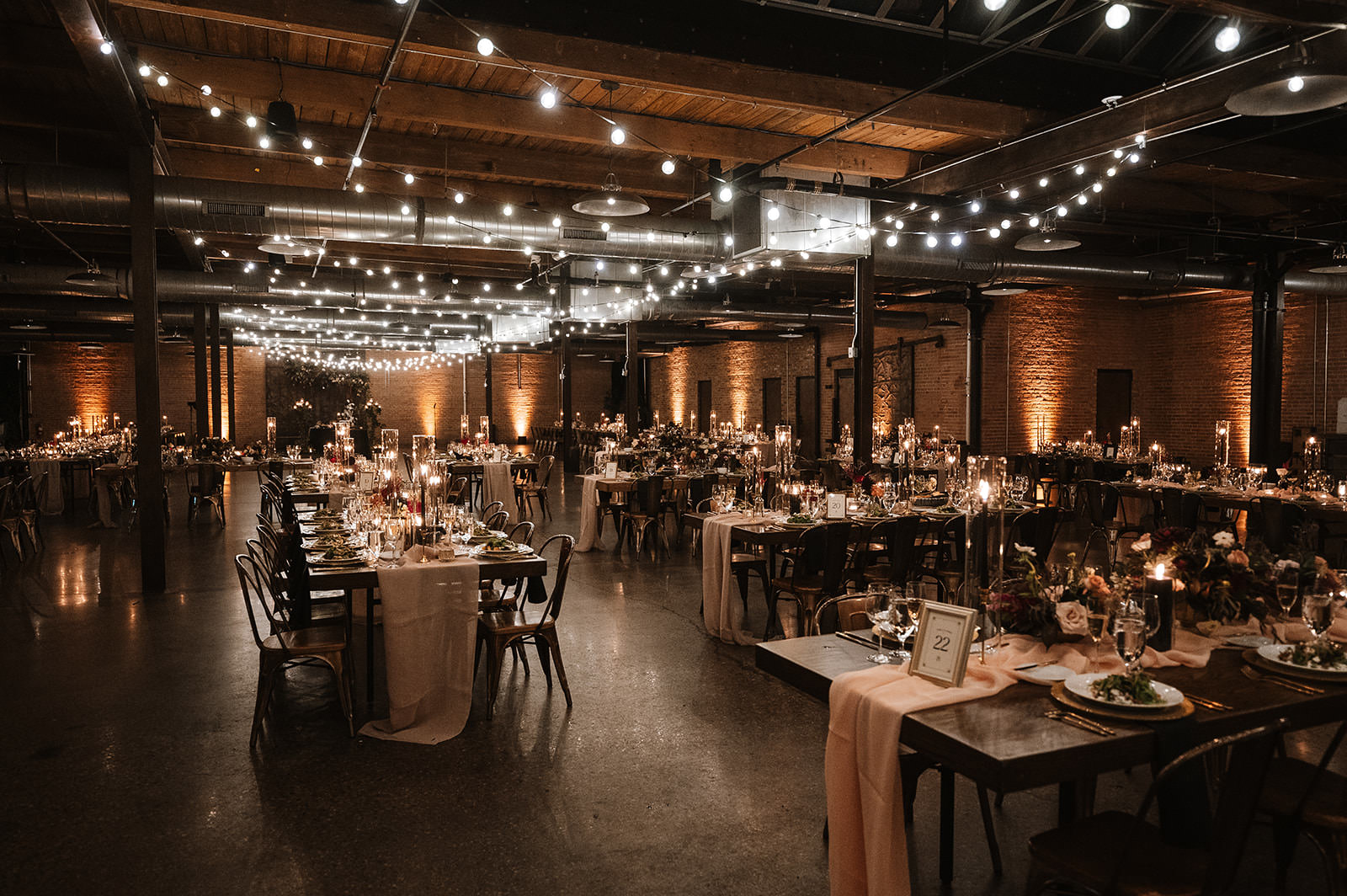 Morgan Manufacturing - West Loop Fulton Market Chicago Wedding Photography Moody and industrial fall wedding decor at Morgan Manufacturing MFG in Fulton Market West Loop Chicago